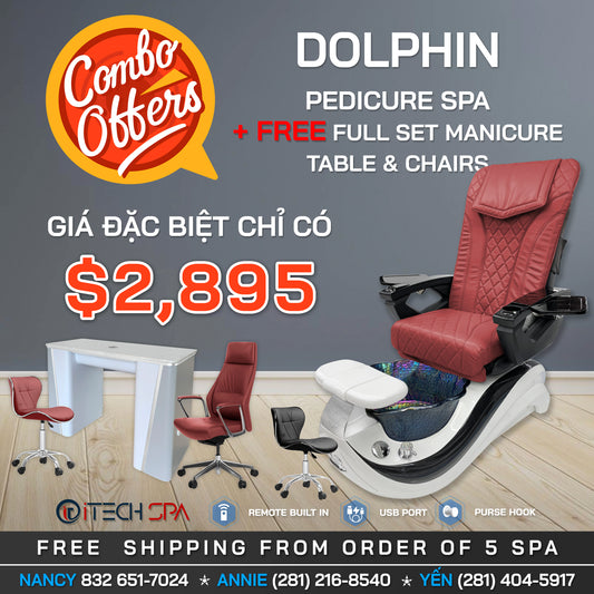 Dolphin Pedicure Spa + Free Full Set Manicure Table & Chairs