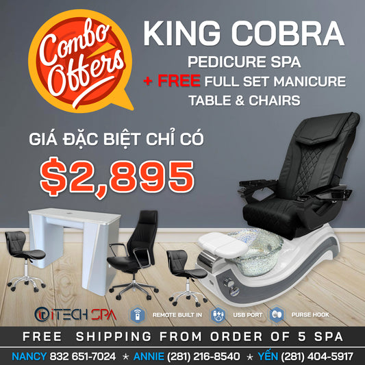 King Cobra Pedicure Spa + Free Full Set Manicure Table & Chairs