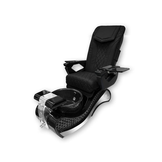 2023 Black New Wave Pedicure Spa Chair - Fiberglass Bowl - Itech Back Massage