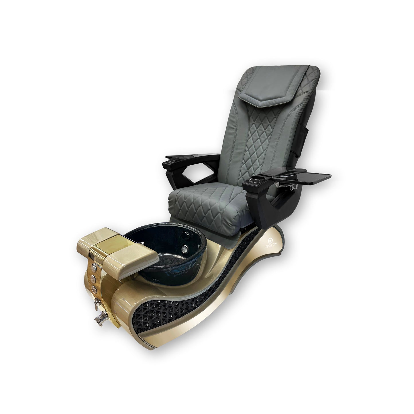 2023 Gold New Wave Pedicure Spa Chair - Fiberglass Bowl - Itech Back Massage