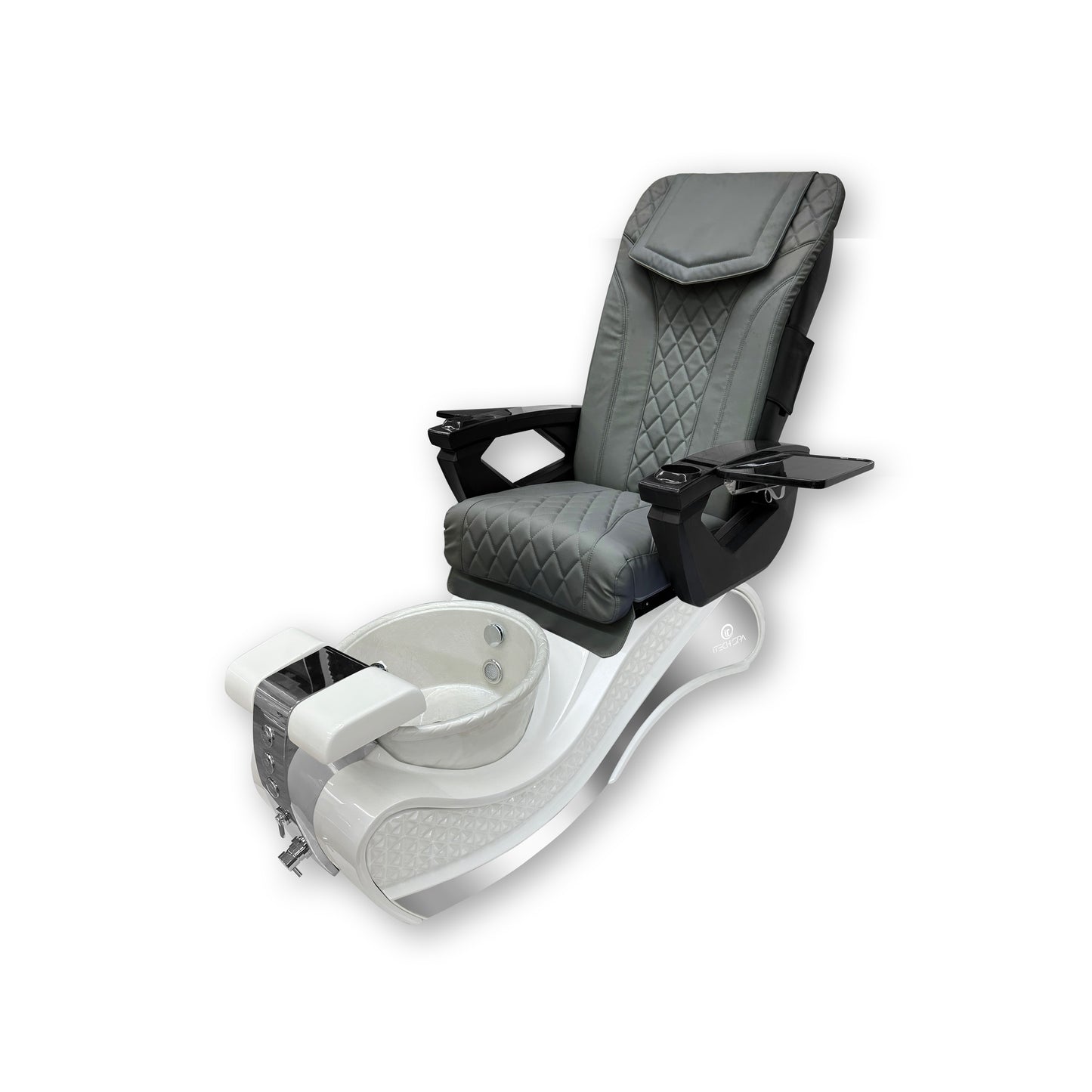 2023 White New Wave Pedicure Spa Chair - Fiberglass Bowl - Itech Back Massage